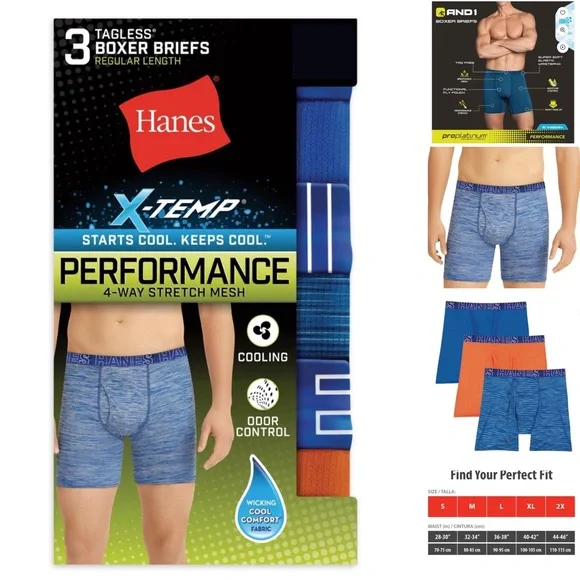 9 Hanes Men X-Temp Performance Boxer Briefs - Picture 4 of 4